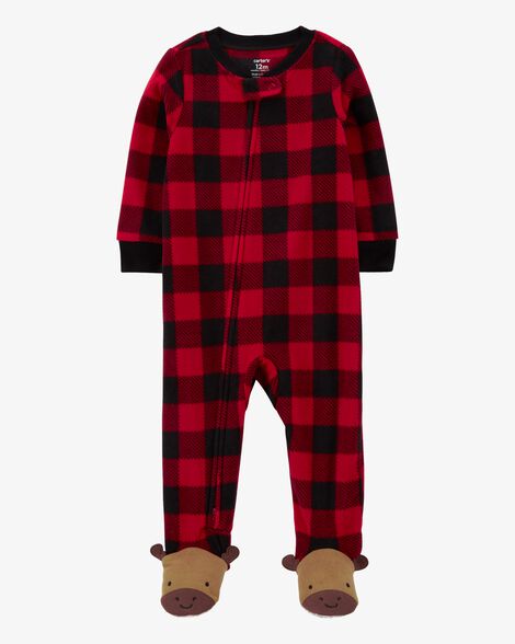 Product image 1 of Toddler 1-Piece Buffalo Check Fleece Footie Pajamas
