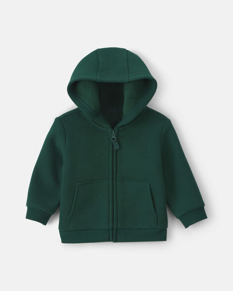 baby boy fleece zip-up hoodie - green