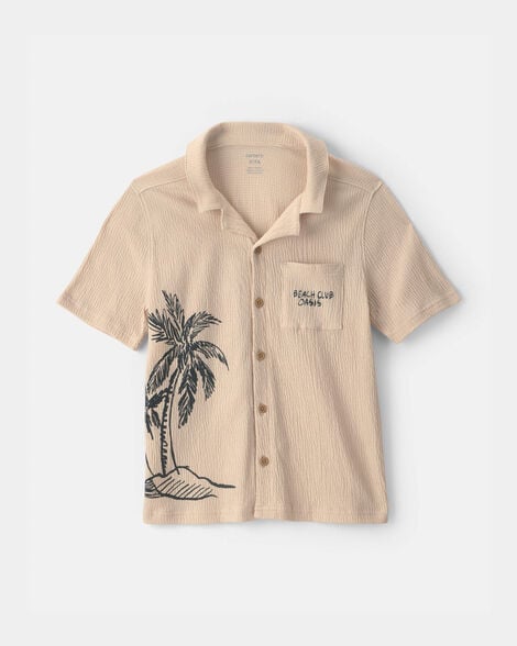 boys beach short-sleeve button-down shirt - khaki