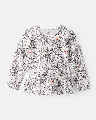 Product image 1 of Toddler Halloween Spiderwebs Long-Sleeve Tee - White/Black