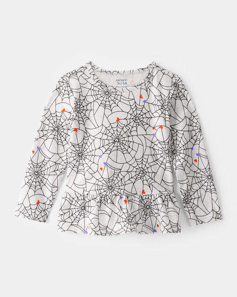 Product image 1 of Toddler Halloween Spiderwebs Long-Sleeve Tee - White/Black