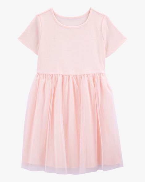  Product image 1 of Kid Solid Short-Sleeve Dress - Pink