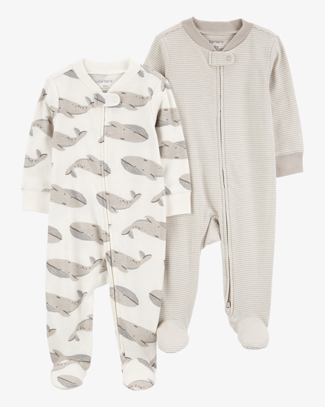 baby 2-pack 2-way zip sleep & play pajamas