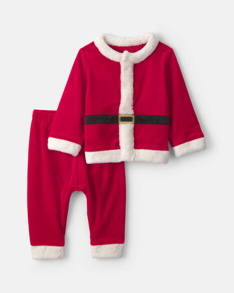 baby 2-piece santa long-sleeve top & pant set - red