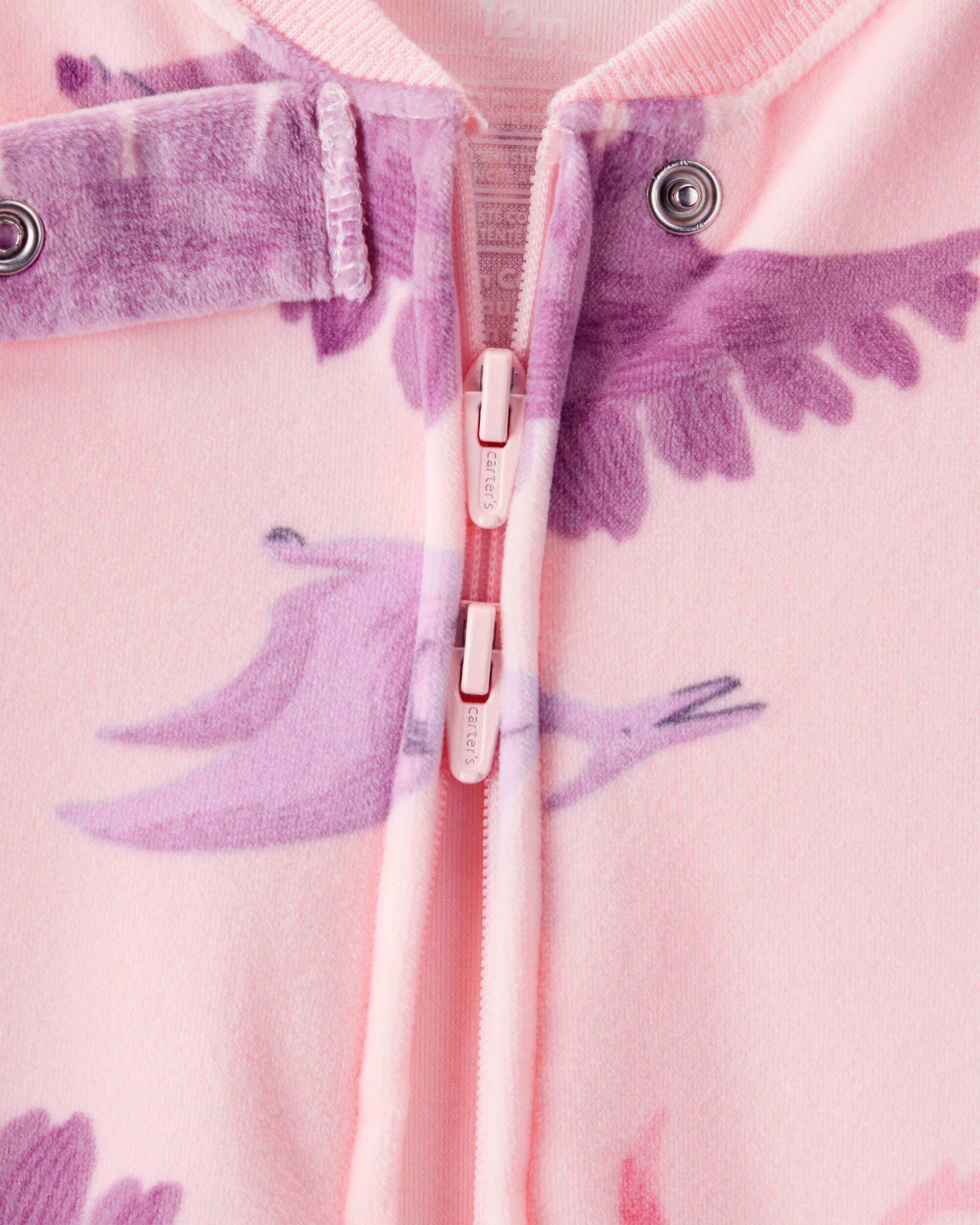 baby−G Baby Girl Dinosaur DreamPlush Snug Fit 2-Way Zip 1-Piece