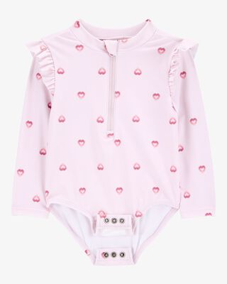 Product image 2 of Baby 1-Piece Heart-PrintLong-Sleeve Rashguard Swimsuit - Pink