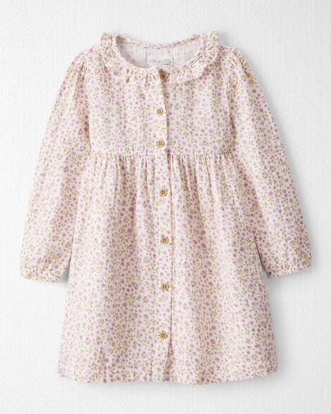 Toddler Girl Organic Cotton Dress in Botanic Muse Print