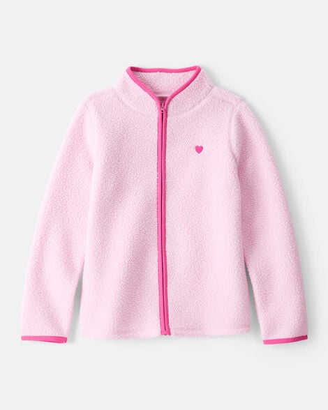Girls Microfleece Long-Sleeve Zip-Up Jacket - Pink
