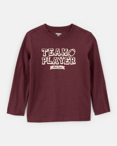 Toddler Boy Team Player Football Long-Sleeve Graphic Tee - Red