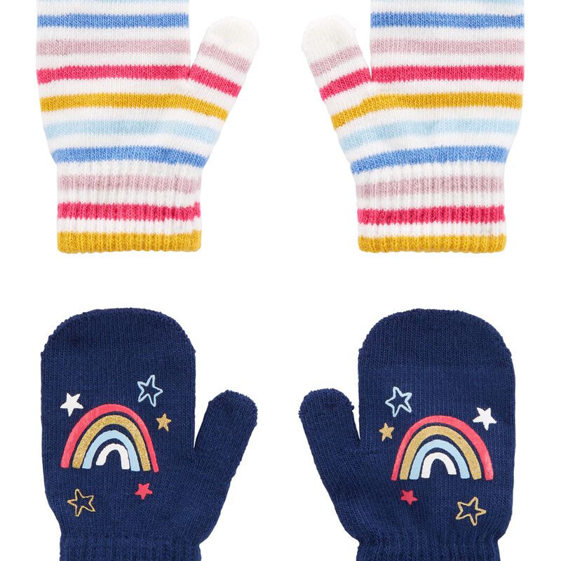 2Pack Rainbow Striped Gripper Mittens