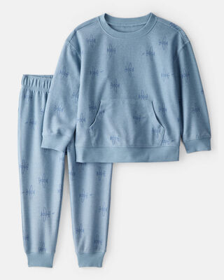 Product image 1 of Toddler Boy Airplane French Terry Long-Sleeve Tee & Pant Set - Blue