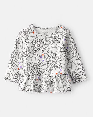Product image 1 of Baby Halloween Spiderwebs Long-Sleeve Tee - White/Black