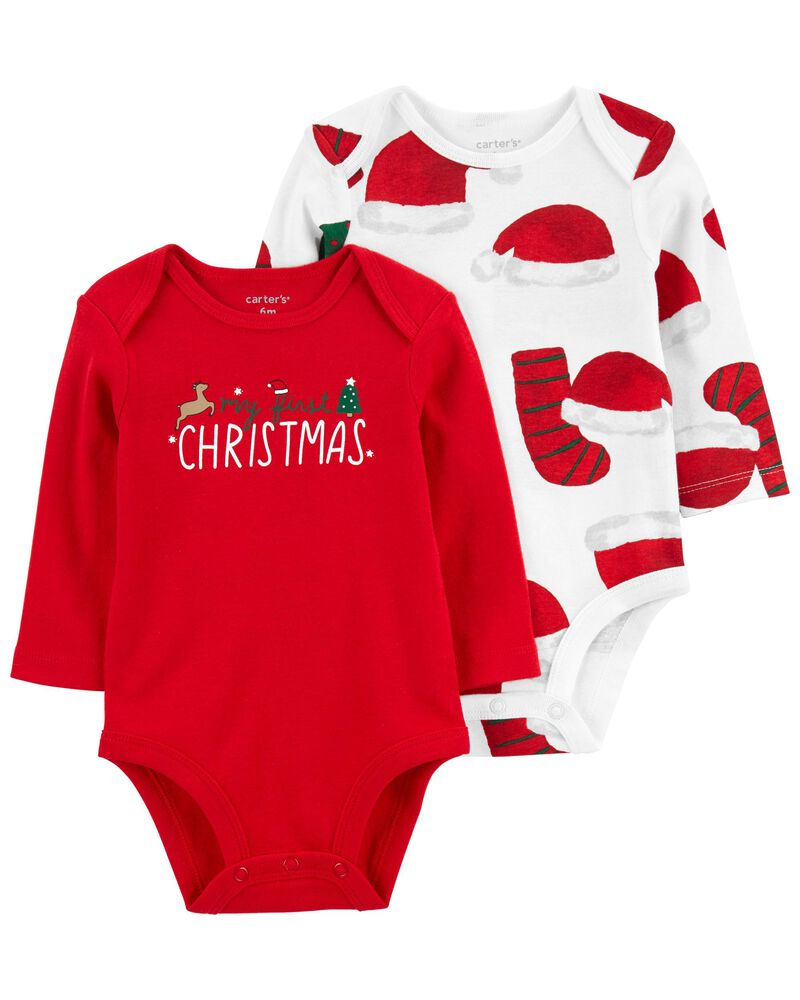 Red/White Baby My First Christmas Bodysuits | carters.com