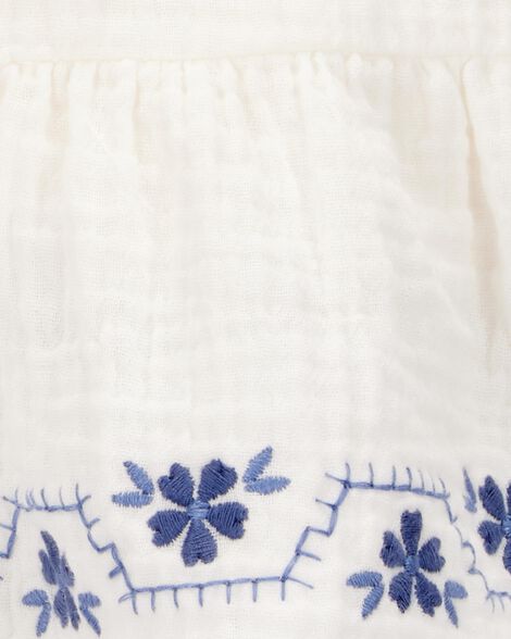  Product image 3 of Toddler Floral Embroidered Gauze Skort - Ivory