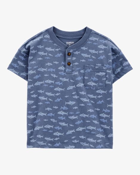  Product image 1 of Baby Henley Fish Print Shirt - Blue