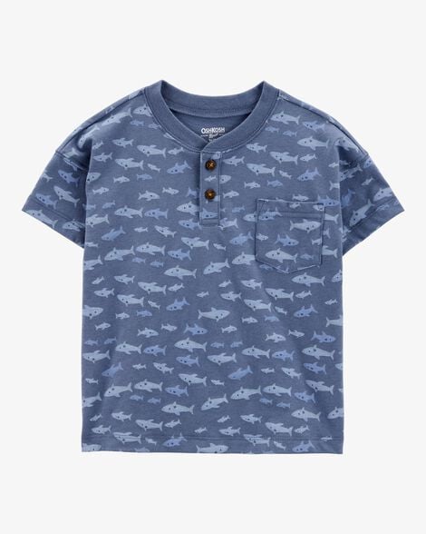 Product image 1 of Baby Henley Fish Print Shirt - Blue