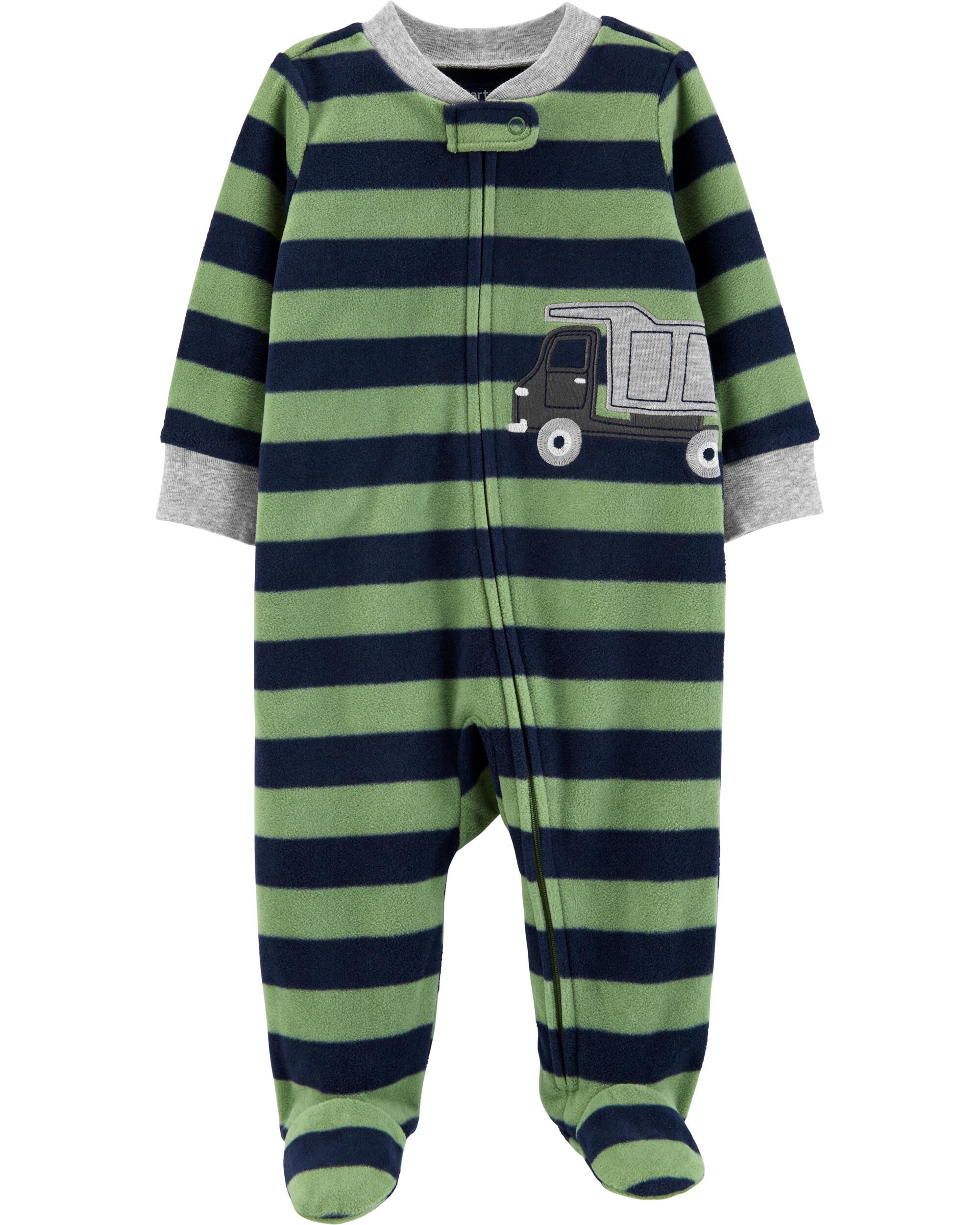Carter/'s Boy/'s Buffalo Check Zip-Up Fleece Sleep Or Play PJ/'s with Bear
