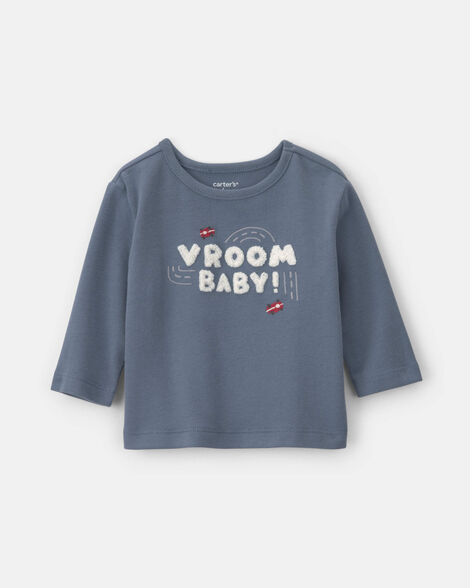 baby boy 'vroom baby!' long-sleeve graphic tee - blue