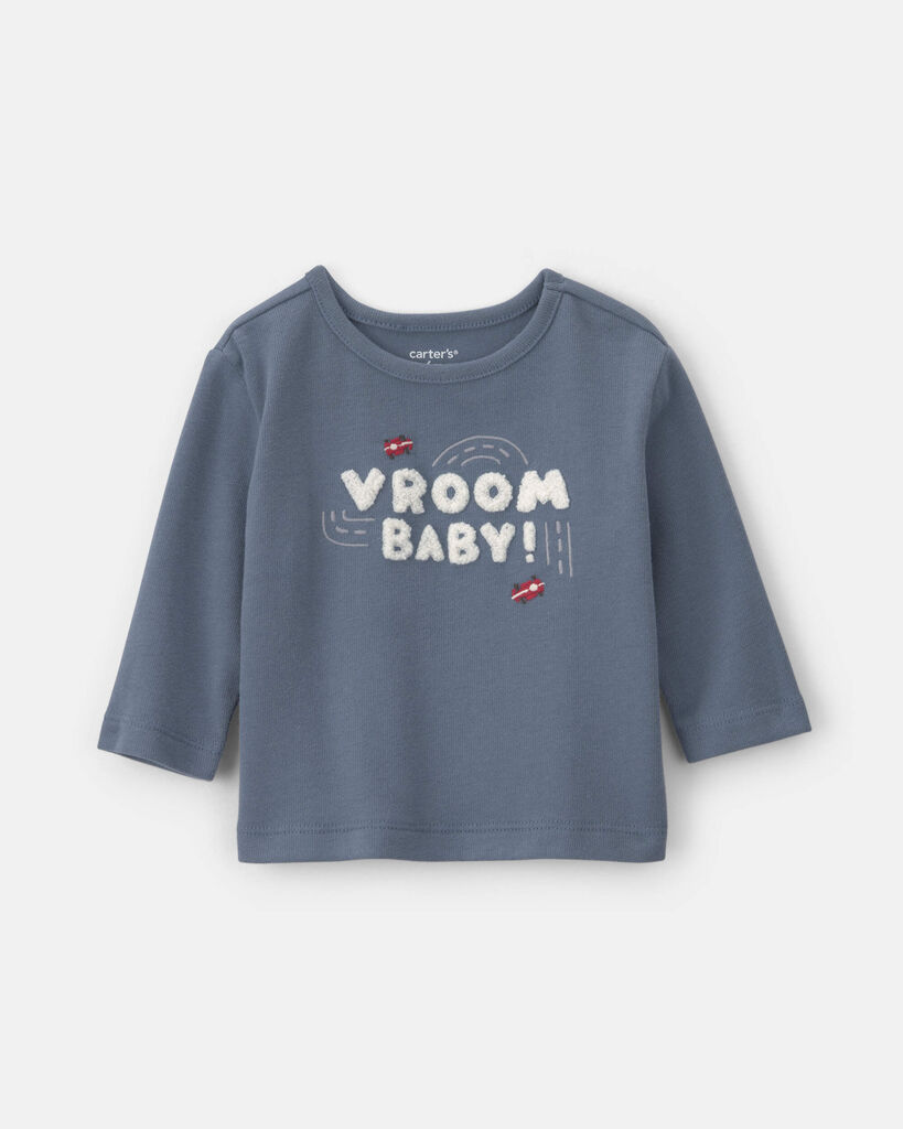 Carter's baby boy 'vroom baby!' long-sleeve graphic tee 12M Blue