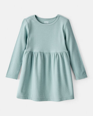 Toddler Girl Leaf Print Long Sleeve Dress - Pink