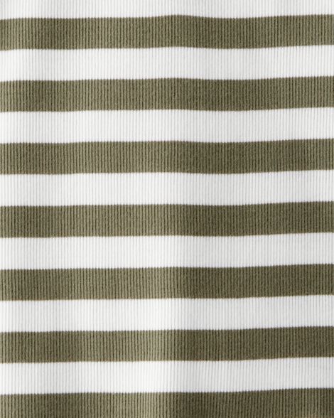 Product image 2 of Kid Ribbed Henley Striped Short-Sleeve Shirt - Green