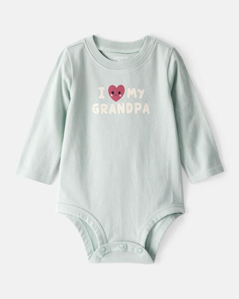 baby girl cotton long-sleeve graphic bodysuit - blue