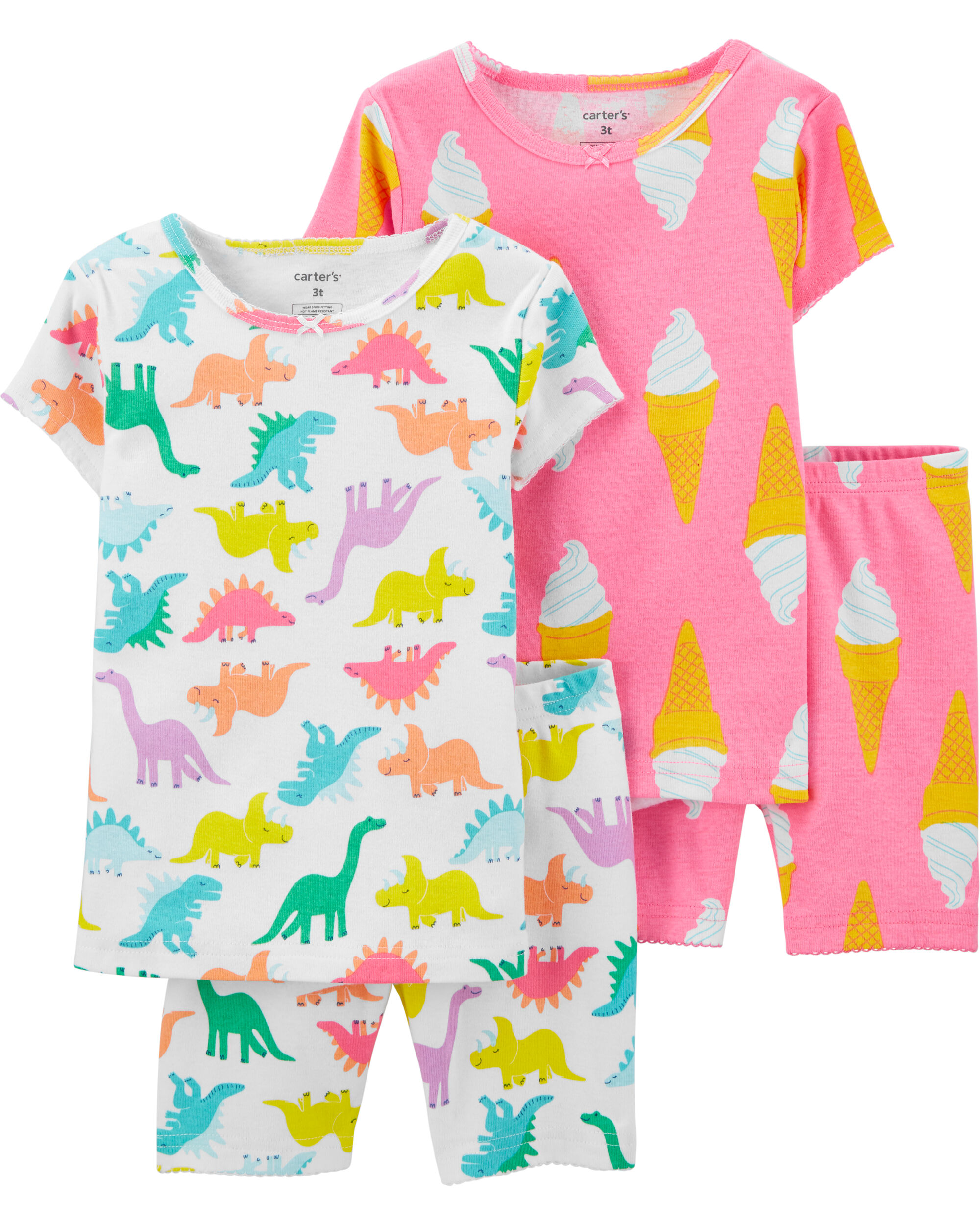 Pink Size 4 Carters Little Girls 4Piece Cotton Dinosaur Pajamas