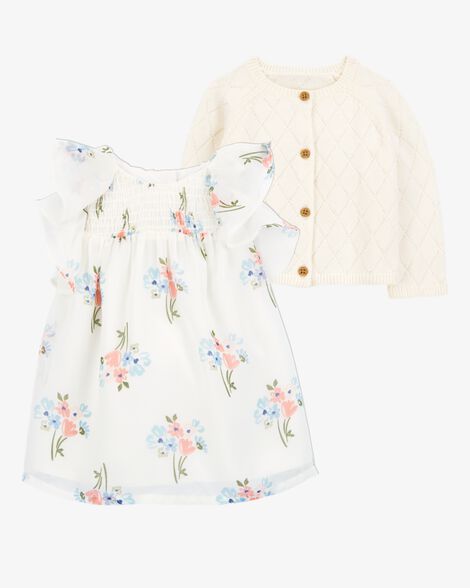  Product image 1 of Baby 2-Piece Floral Dress & Cardigan Set