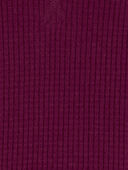 Burgundy - Baby Solid Waffle Knit Long-Sleeve Hooded Shirt - Burgundy, Selected