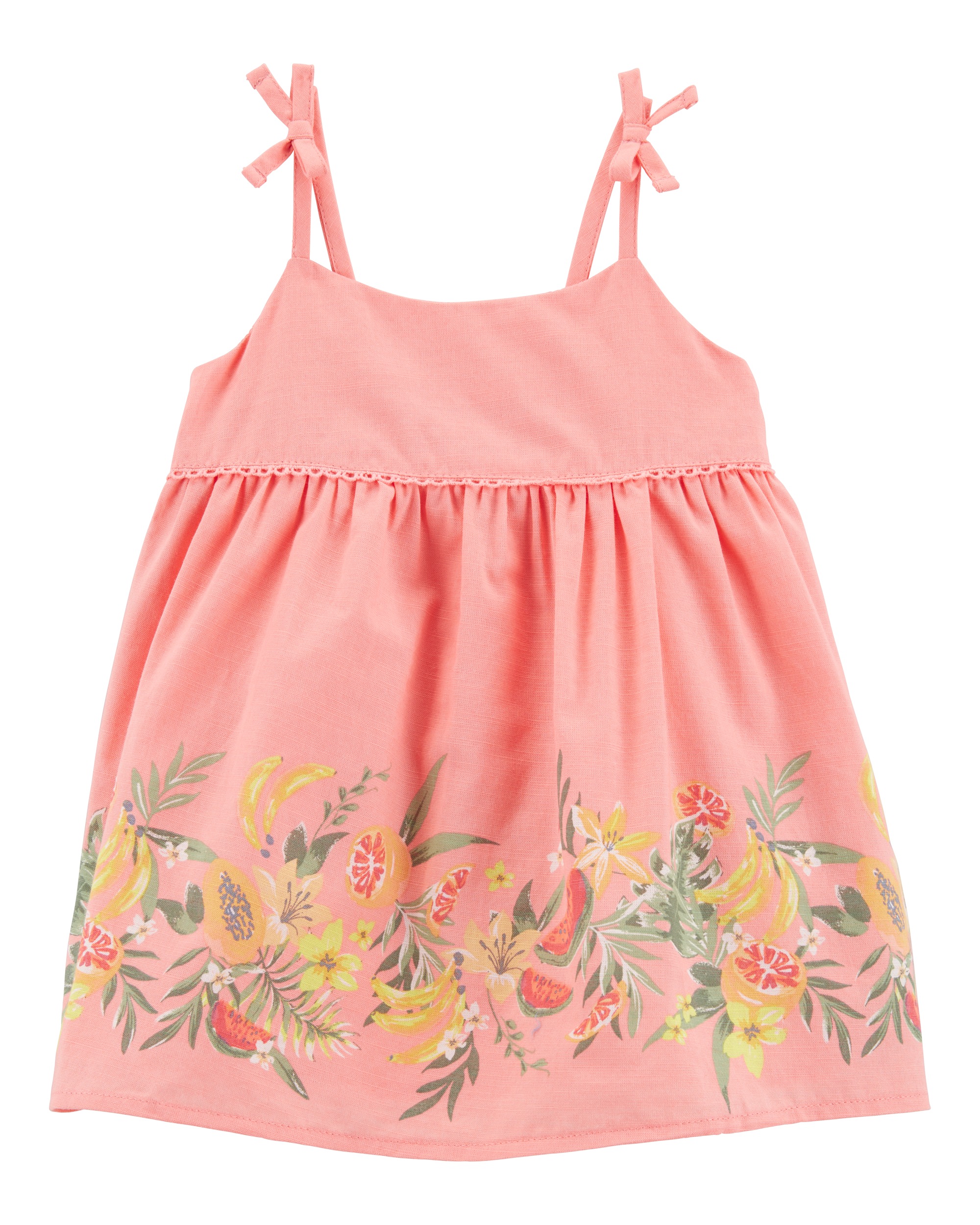 Baby Poplin Floral Print Dress - Pink