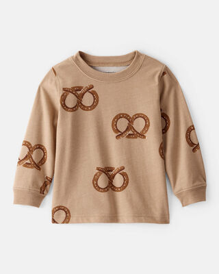 Product image 1 of Baby Boy Pretzel Print Long-Sleeve Tee - Brown