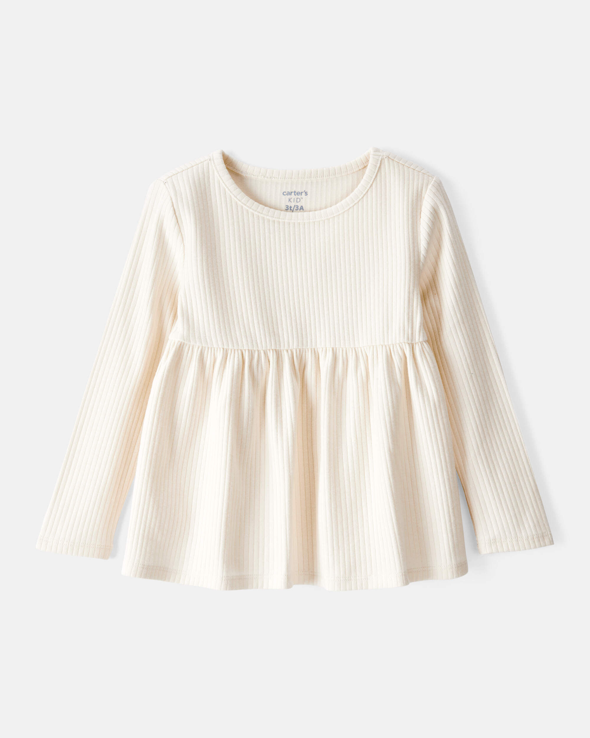 Toddler Girl Long-Sleeve Peplum Top - White - Carter's