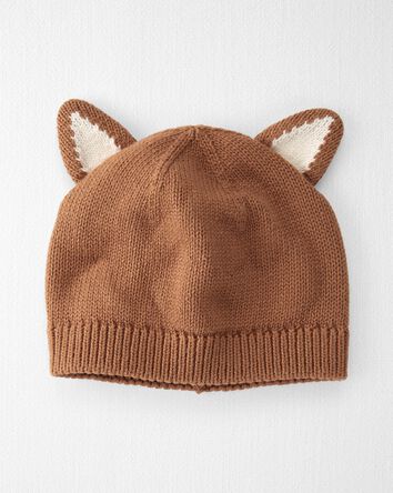 Baby Organic Cotton Sweater Knit Fox Cap