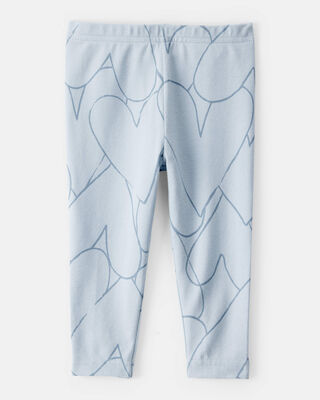 Product image 2 of Baby Girl Cotton Heart Stretch Leggings - Blue