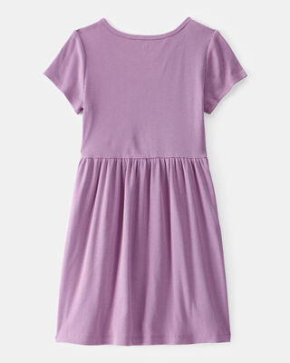 Product image 2 of Kid Ribbed Short-Sleeve Dress - Purple