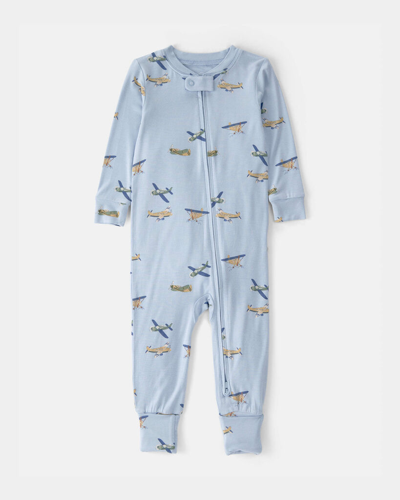 Carter's baby boy plane purelysoft 2-way zip 1-piece pajama 12M Blue