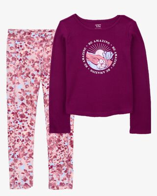 Product image 1 of Kid 2-Piece Waffle Knit Thermal Top & Leggings Set
