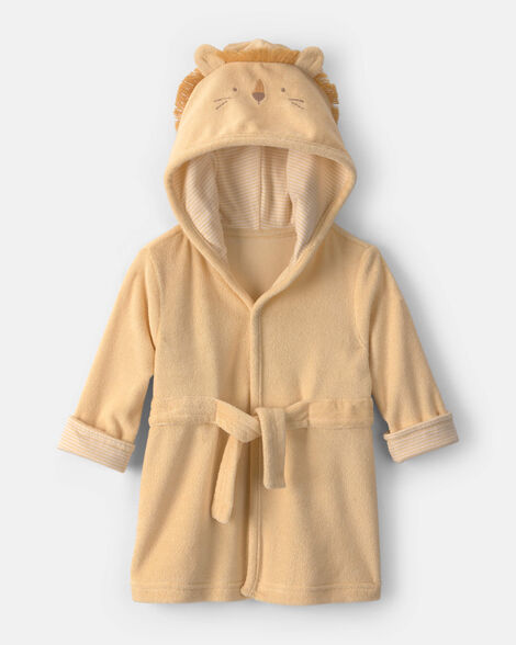 baby lion terry robe - yellow