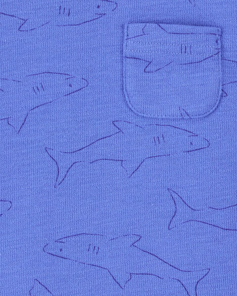 Carter's Toddler Shark Short-Sleeve Tee with Pull-on Cotton Shorts