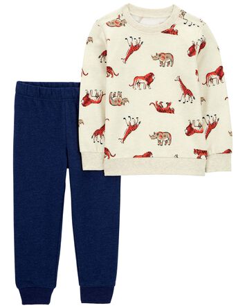 Toddler 2-Piece Safari Animal Pullover & Pant Set