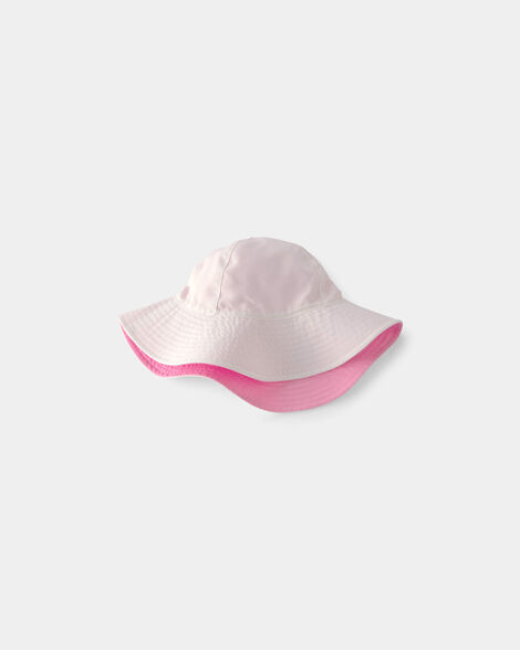 toddler girl reversible swim hat - pink/white