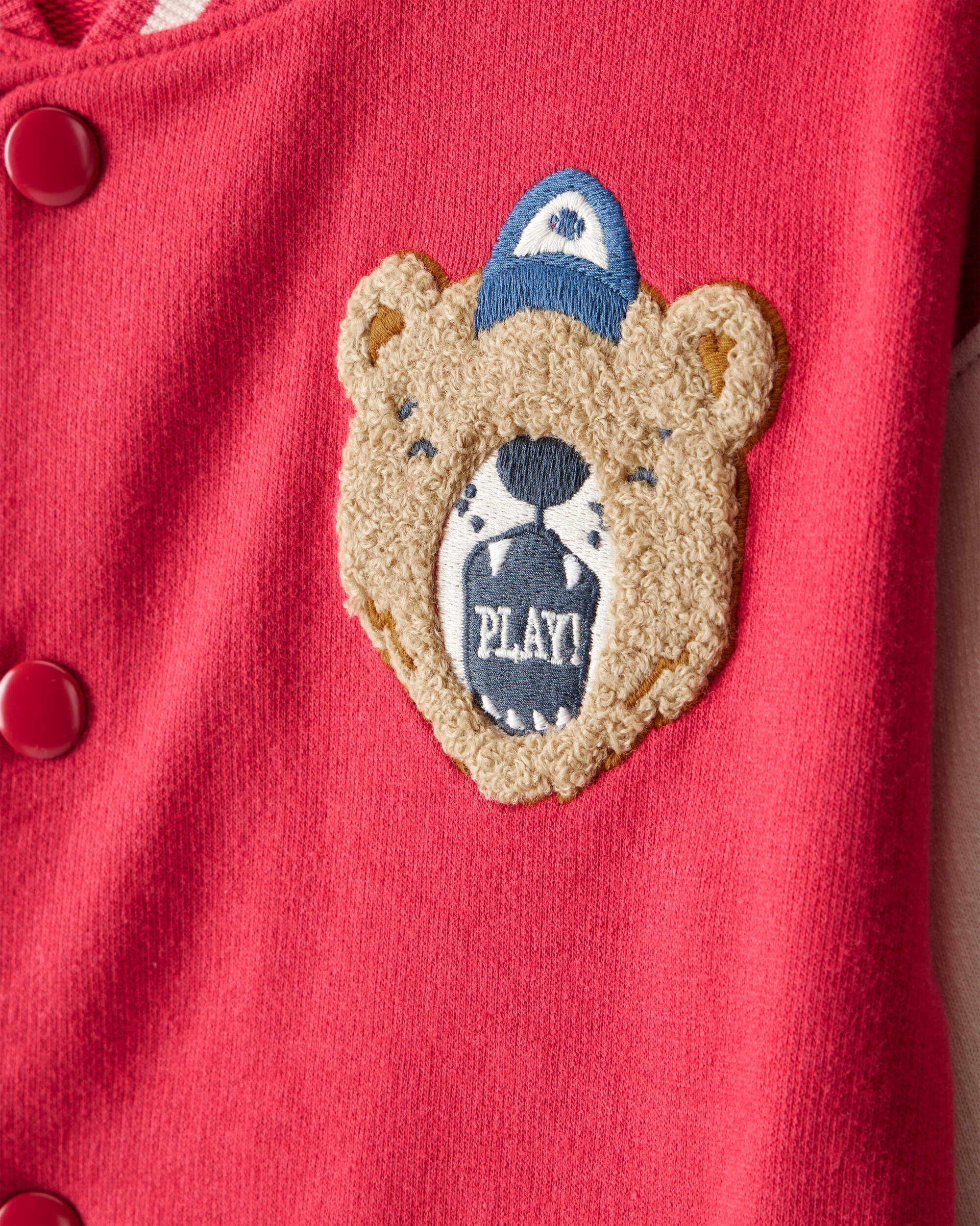 Toddler Boy Bear Long-Sleeve Varsity Fashion Jacket - Red