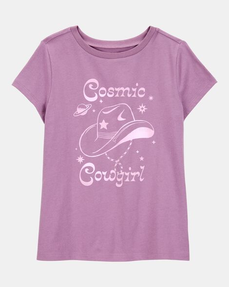 Kid Cosmic Cowgirl Short-Sleeve Graphic Tee - Purple