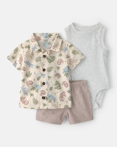 baby boy 3-piece desert short-sleeve top & short set