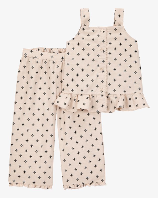 Product image 1 of Toddler 2-Piece Geo Print Button-Down Tank & Pull-On Pant Set - Tan