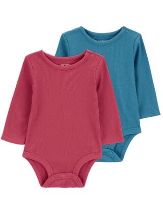 Product image 1 of Baby 2-Pack Waffle Knit Long-Sleeve Bodysuits
