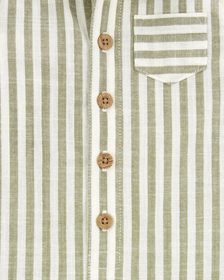 Product image 2 of Baby Striped Short-Sleeve Romper- Green