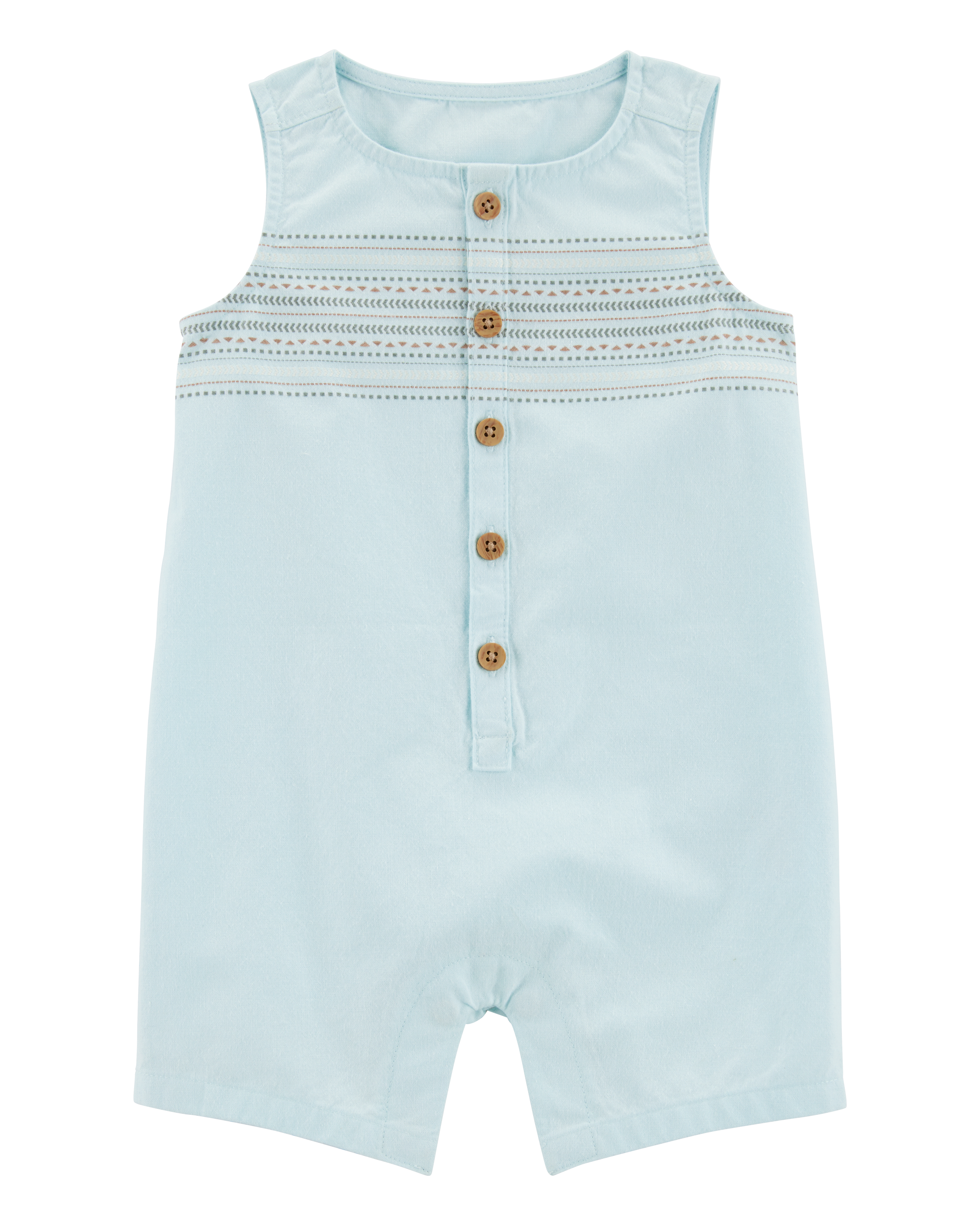 Baby Tribal Print Button-Front Romper - Blue