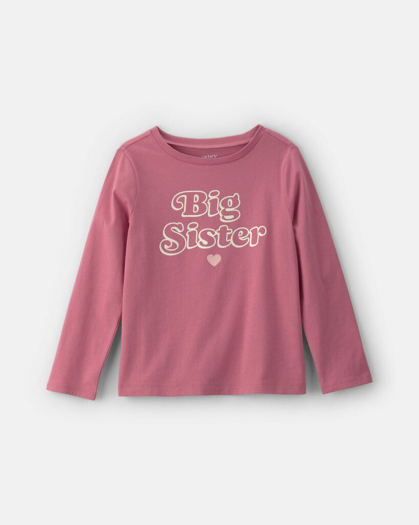 Carter's girls 'big sister' long-sleeve graphic tee L Pink