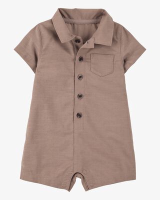 Product image 1 of Baby Button-Down Polo Romper - Brown